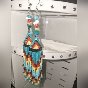 Colorful Beaded Fringe Earrings